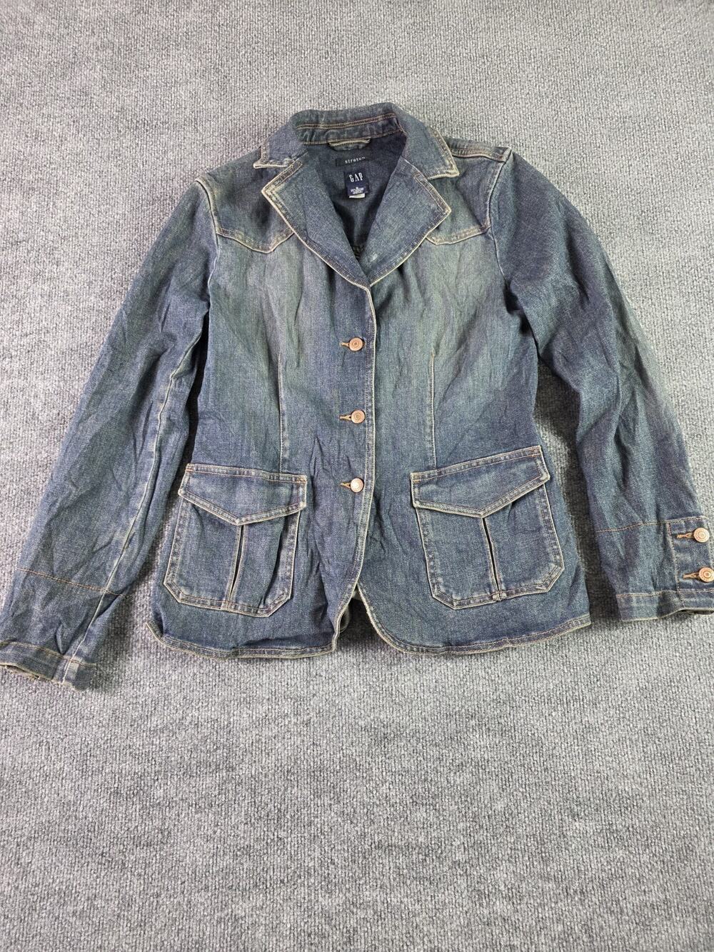 Womens Gap Jean Jacket Size Small Stretch Denim Blue